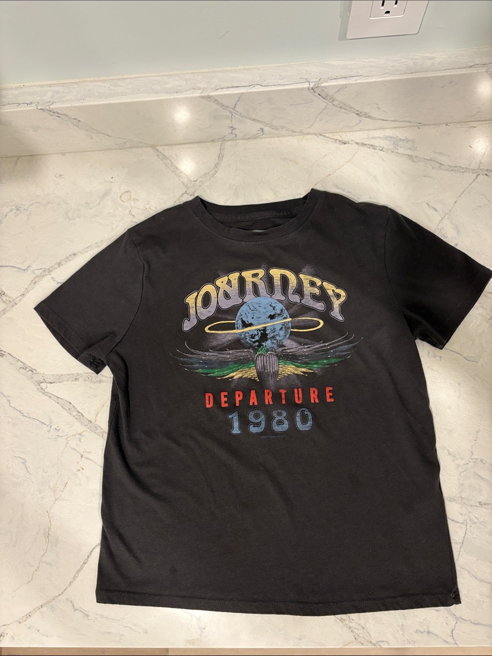 abercrombie kids Black Graphic 'Journey Departure 1980' Tee